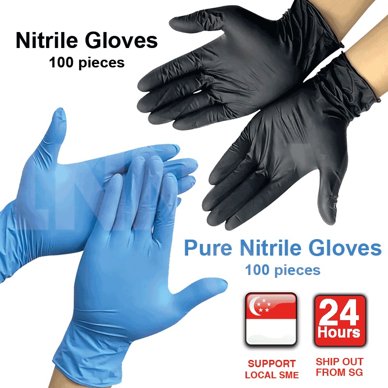 ?? Local Stocks | Disposable Nitrile Gloves, Quality Powder-Free, Non-sterile - 100 Pieces Per Box