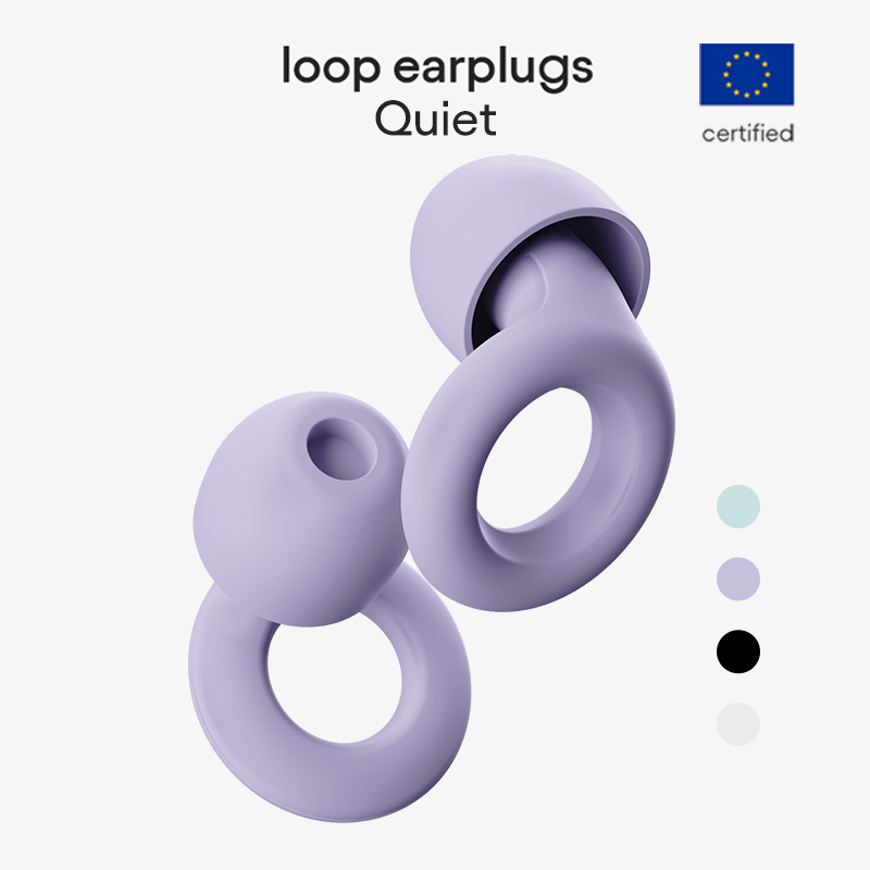 Loop Quiet - Noise Reducing Earplugs (-24dB) for Sleep, Focus, Study, Noise Sensitivity & Travel - Super Soft, Reusable Hearing Protection - 4 Sizes (XS-L)
