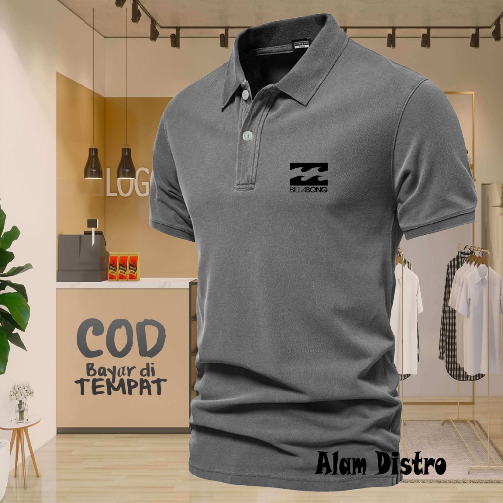 HITAM [Sale] Polo Collar Bilbong 01 Text Black T-Shirt Collar Adult Shirt/T-Shirt For Men Polo/T-Shirt For Uniform