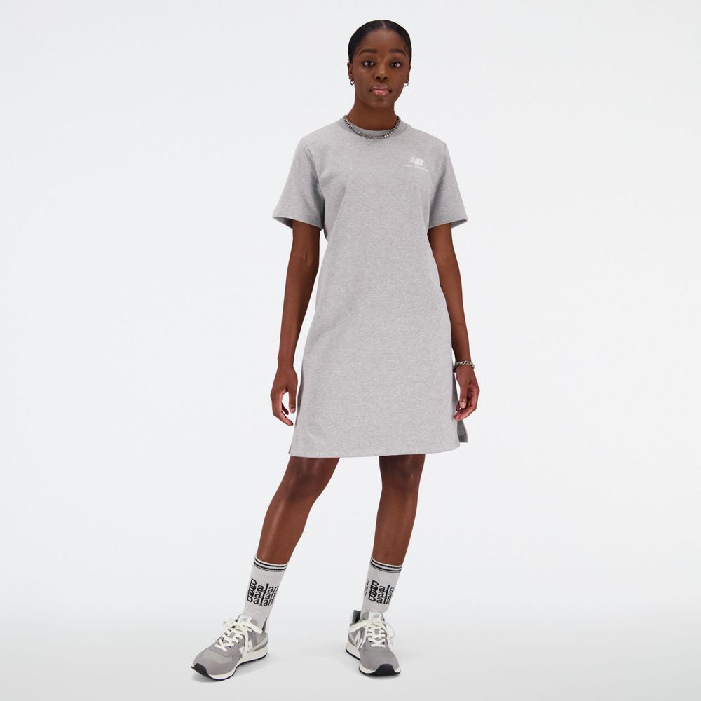 New Balance Essentials Stacked Logo French Terry Dress Womens Dresses