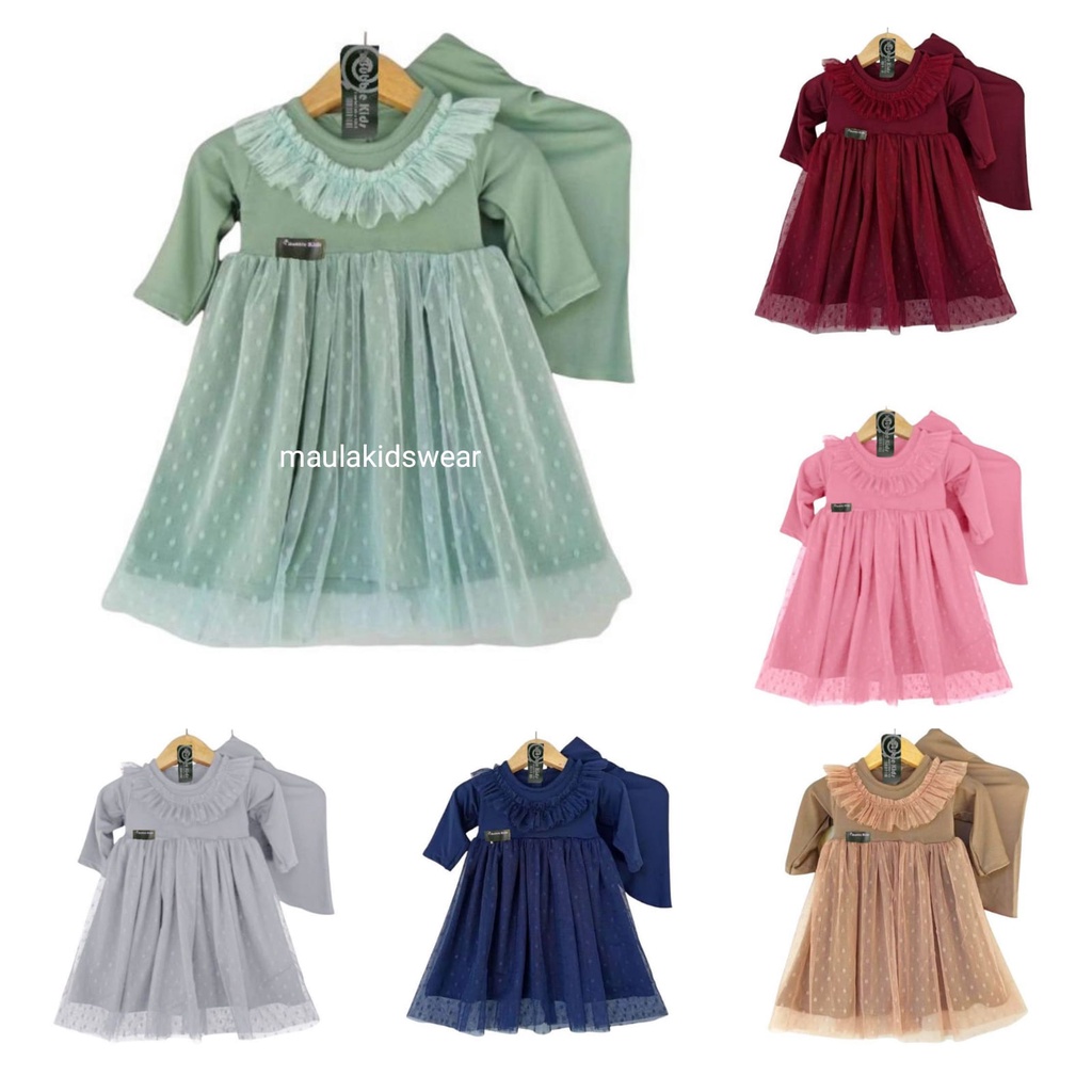 KATUN Gamis Hijab Baby Lace Tutu Tile Dotti (0-4 Years) Muslim Clothing Children Toddler Girls Plain Cotton Party mix