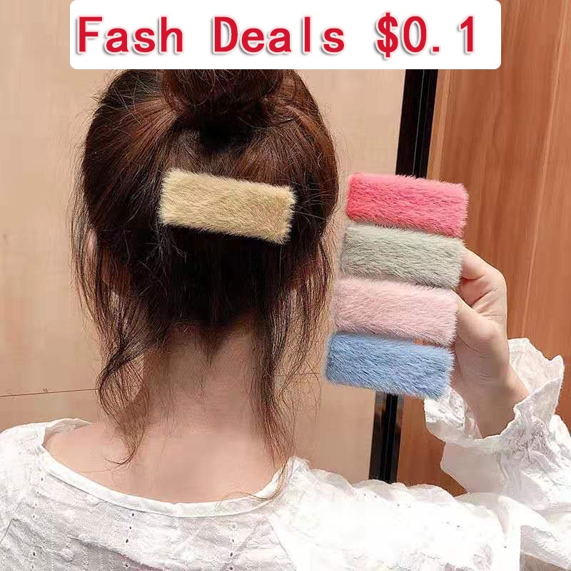 Korea ins Hair Clip BB Clip Mink Edging Clip Word Plush Hairpin Female Adult Clip Headdress