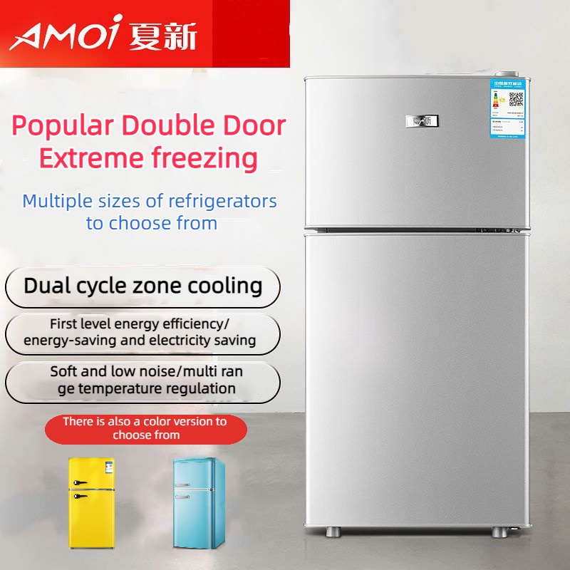 ✅ Free shipping ✅ refrigerator household double door small double person mini freezer refrigerated dormitory rental energy saving large capacity 2 doors rental mini refrigerator