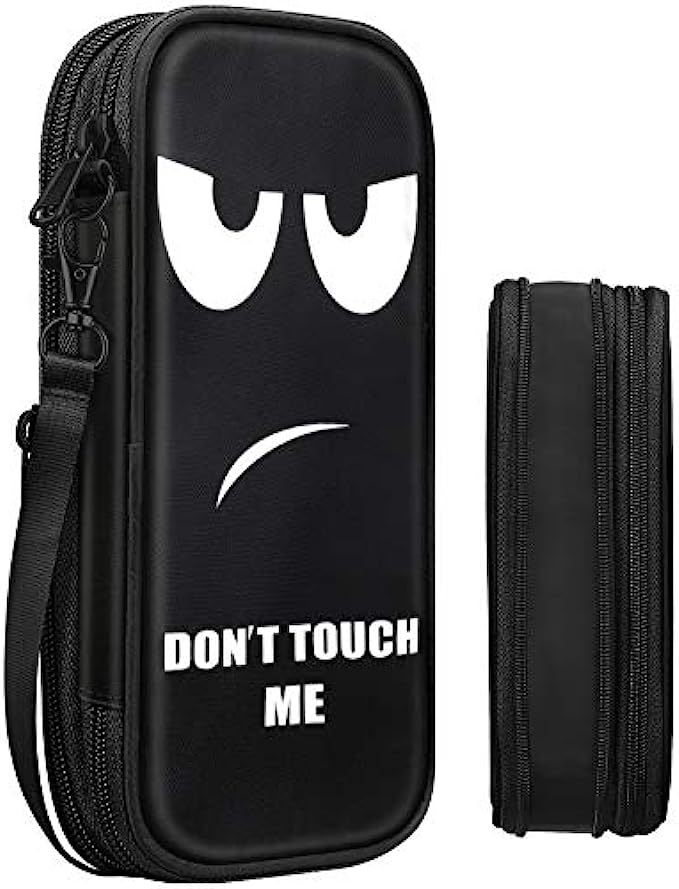 FINPAC Expandable Pencil Case, Large Capacity Pencil Box, Pen Pouch Stationery Storage Organizer for Teen High School Students, Pen Bag Office Supply, Don't Touch
