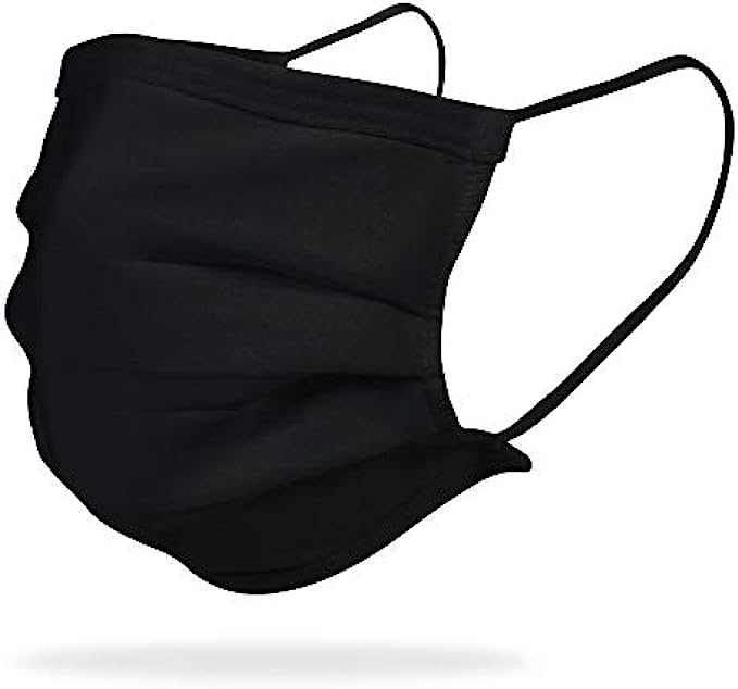 Gildan Adult Reusable 3-Layer Cotton Ear Loop Face Mask (24 Pack), Black (24 Pack), Adult: 6.5" x 7" (4.5" ear loop)