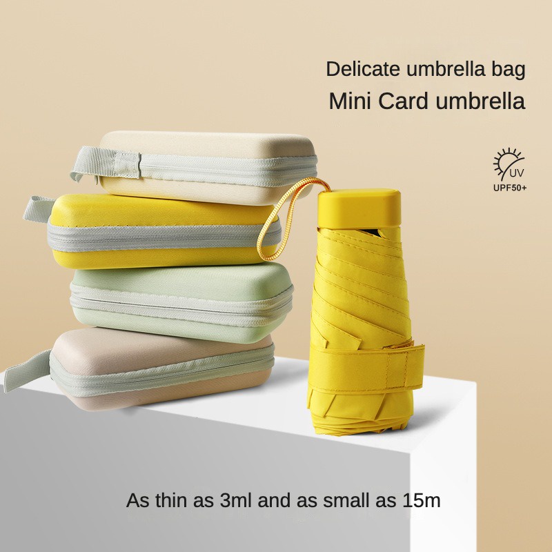 [SG Stock] Mini Umbrella Folding Umbrellas Small Pocket Sunny Lightweight Creative Vinyl UV Protect Protection