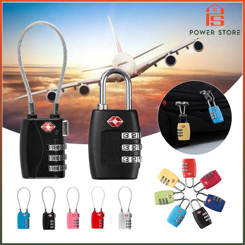 SG Local Seller TSA Luggage Lock 3 Digit Combination Cable Padlock For Travel Suitcase Bags and Gym Lock