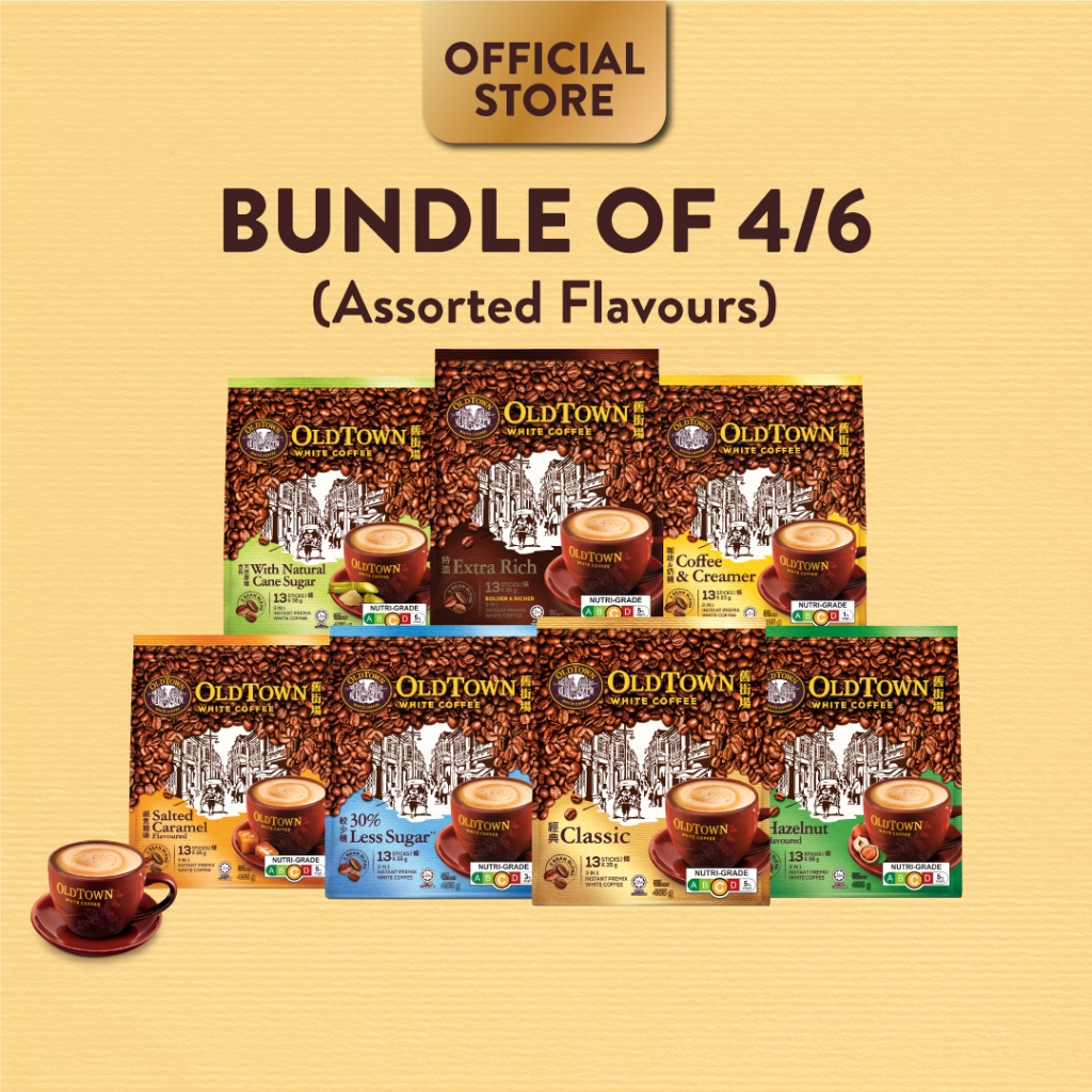 (Bundle of 4/6) OLDTOWN Instant Premix White Coffee, 13 Sticks