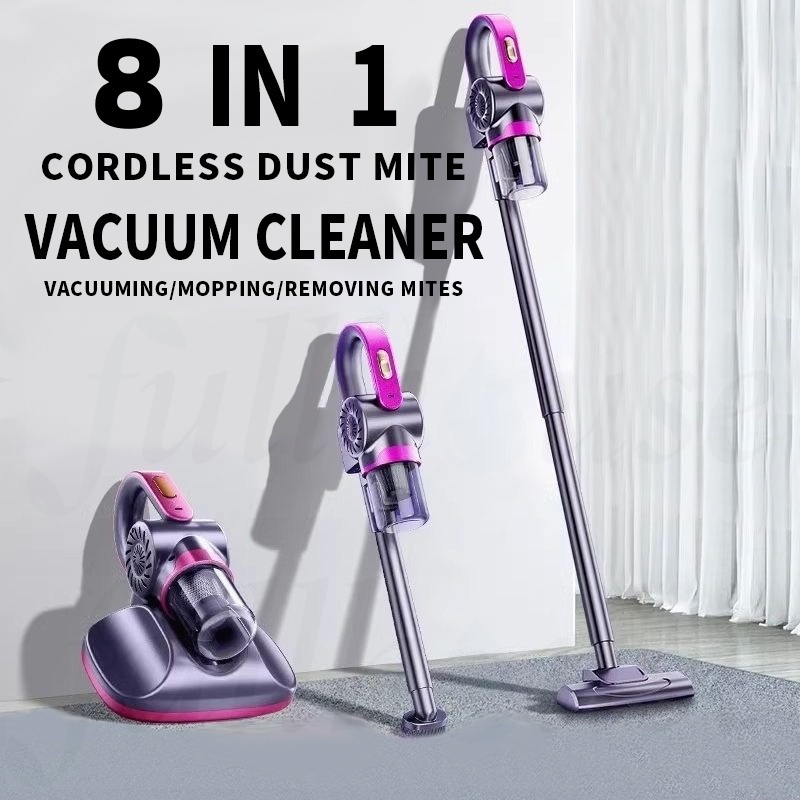 SG Stock Cordless Dust Mite Vacuum Cleaner 8 in1 UV-C Ultraviolet Irradiation Bacteria Remover Bed Sofa Beating Function